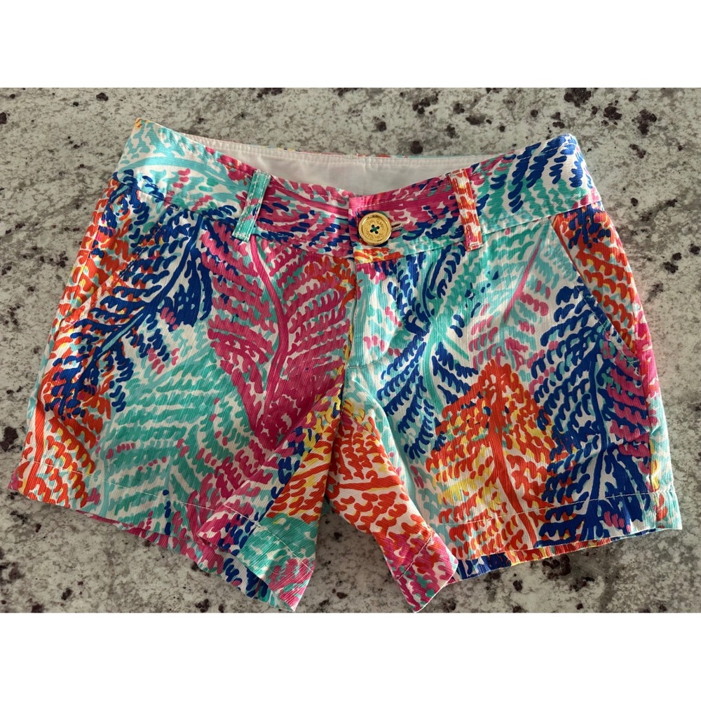Lilly Pulitzer Callahan Cameo White Electric Feel Tropical Shorts 00
